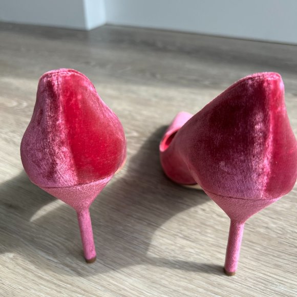 Ultra Rare MANOLO BLAHNIK Pink Velvet Heels 6.5 - Picture 3 of 8